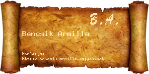 Bencsik Armilla névjegykártya